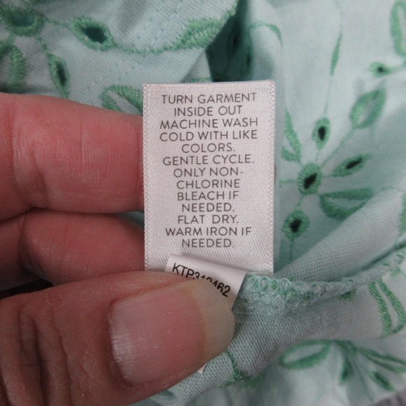 J.Jill Shirt Womens XS Petite Green Embroidered Floral Eyelet Cotton Top NWT - Picture 12 of 15